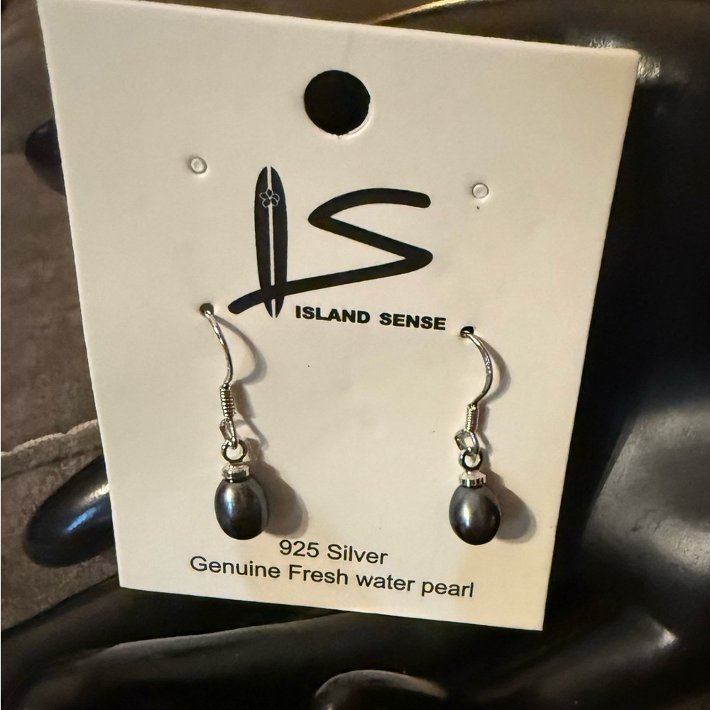 👻Black Pearl Silver Earrings by Island Sense .925 Silver